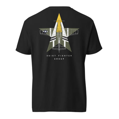 NORTH AMERICAN P-51D MUSTANG - 'FEROCIOUS FRANKIE' — 374th LIVERY EDITION - hand-drawn STANDARD T-SHIRT. artwork.; special livery