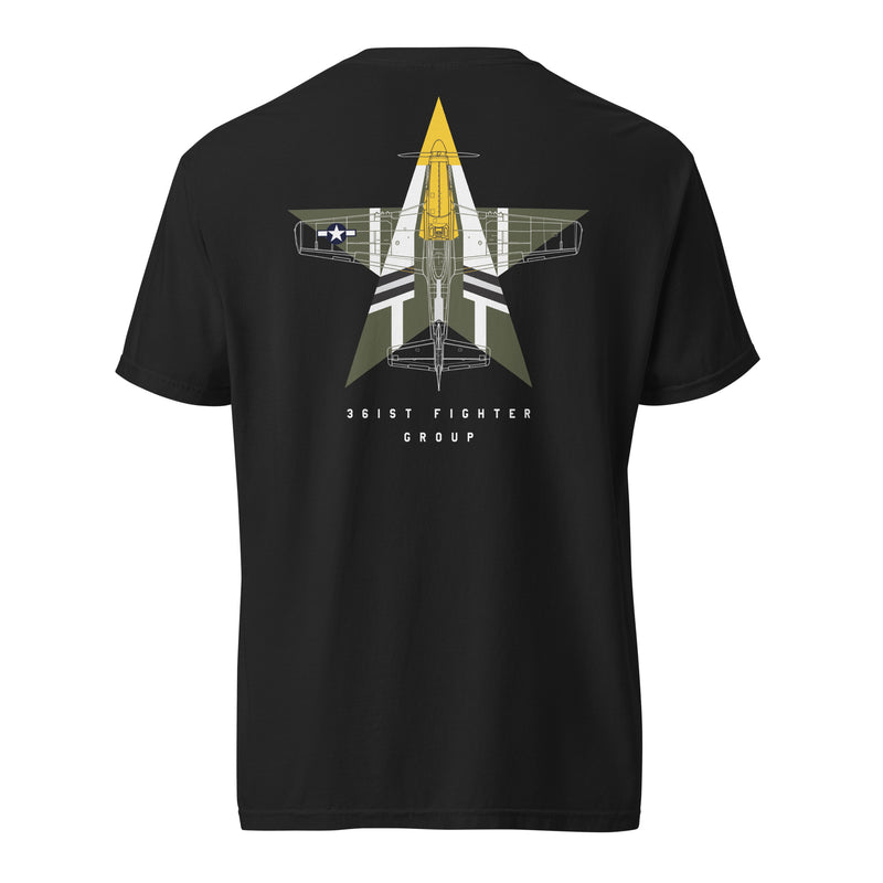 NORTH AMERICAN P-51D MUSTANG - 'FEROCIOUS FRANKIE' — 374th LIVERY EDITION - hand-drawn STANDARD T-SHIRT. artwork.; special livery