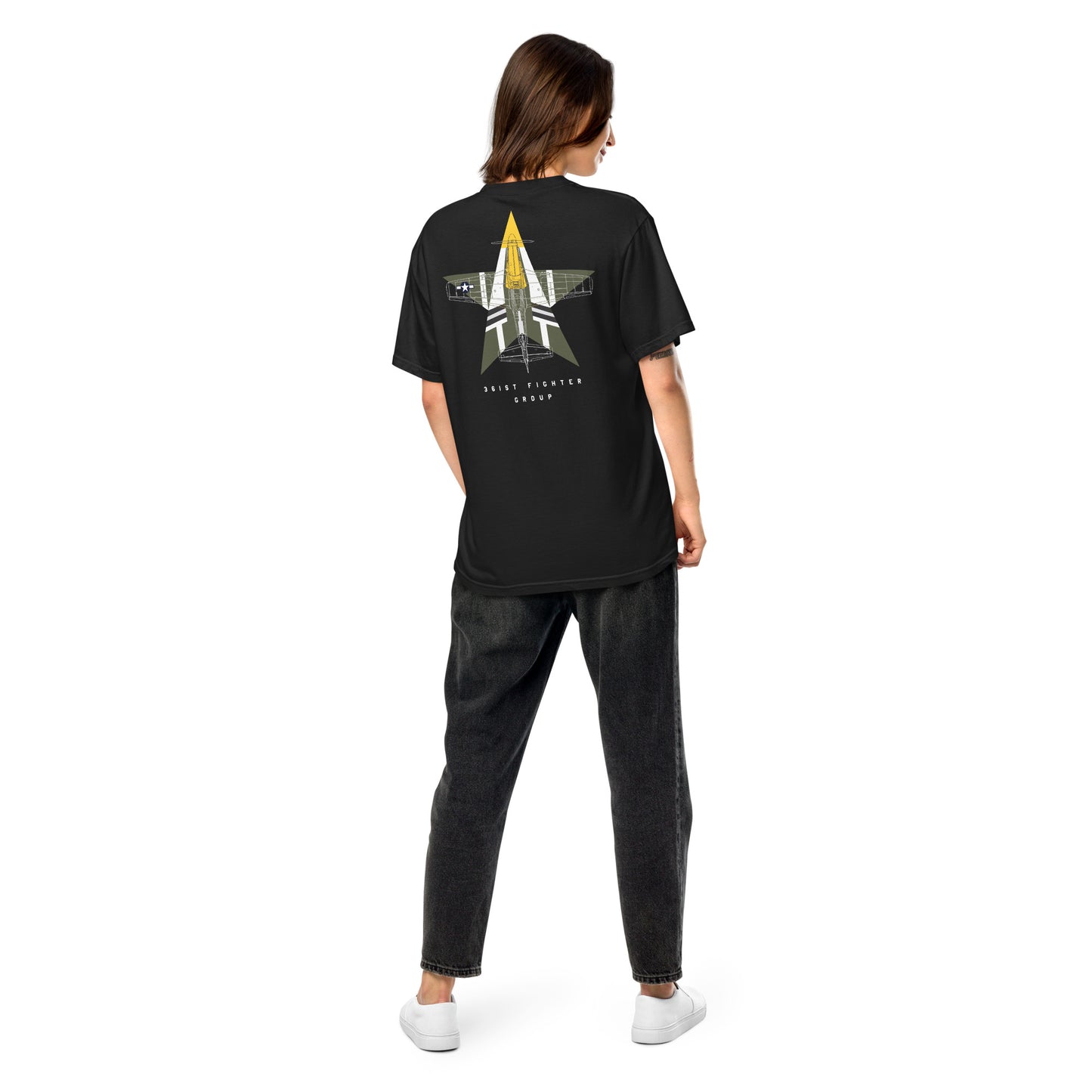 NORTH AMERICAN P-51D MUSTANG - 'FEROCIOUS FRANKIE' — 374th LIVERY EDITION - hand-drawn STANDARD T-SHIRT. artwork.; special livery