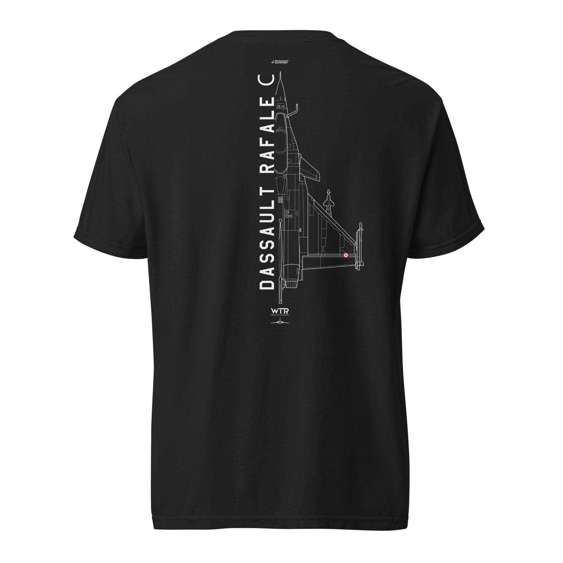 DASSAULT RAFALE C - AIR SUPREMACY — hand-drawn artwork printed on standard T-shirt; RAF.