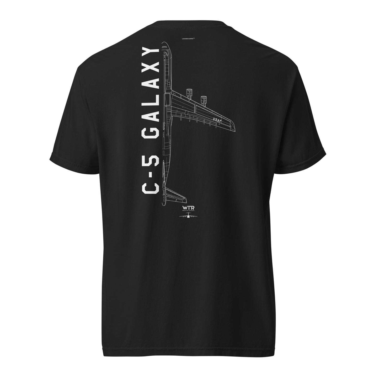 LOCKHEED MARTIN C-5 GALAXY — hand-drawn artwork printed on standard T-shirt.