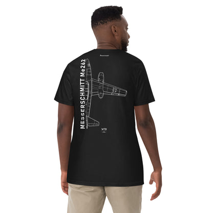 MESSERSCHMITT ME-262 JET FIGHTER — hand-drawn schematic artwork printed on standard T-shirt.