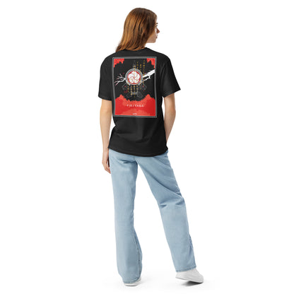 Hand-drawn schematic of the MITSUBISHI F-15J 305TH TACTICAL FIGHTER SQUADRON 40 YEARS printed on a standard T-shirt.