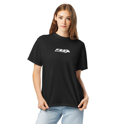 Hand-drawn technical study of the Lockheed Martin F-22 Raptor front canopy and nose section on a standard t-shirt.