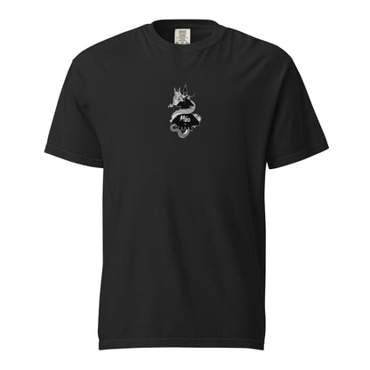 Hand-drawn technical schematic of the Chengdu J-20 Mighty Dragon Chinese stealth fighter on a standard t-shirt.