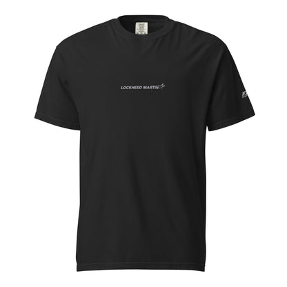 Hand-drawn full schematic of the Lockheed Martin F-22 Raptor printed on a standard t-shirt.