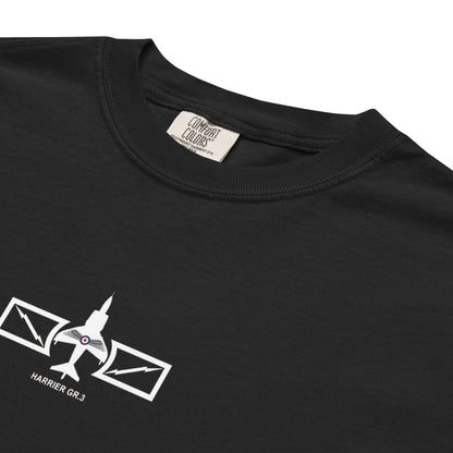 HAWKER HARRIER GR.3 - VERTICAL TAKE-OFF FIGHTER — hand-drawn artwork printed on standard T-shirt.