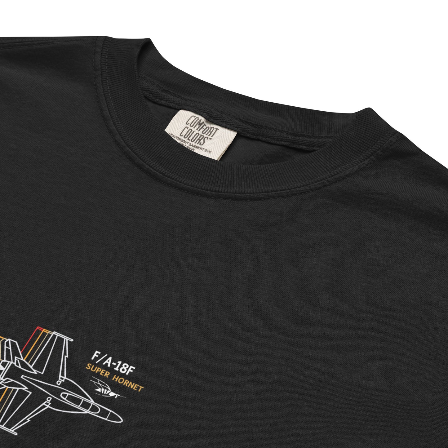 BOEING F/A-18F SUPER HORNET — hand-drawn schematic artwork printed on standard T-shirt.