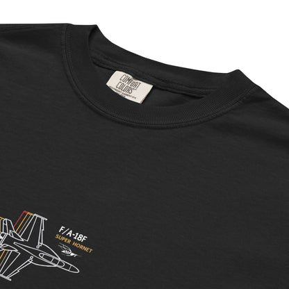 BOEING F/A-18F SUPER HORNET — hand-drawn schematic artwork printed on standard T-shirt.