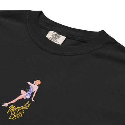 Hand-drawn schematic of the BOEING B-17F FLYING FORTRESS - Memphis Belle Edition printed on a standard T-shirt.