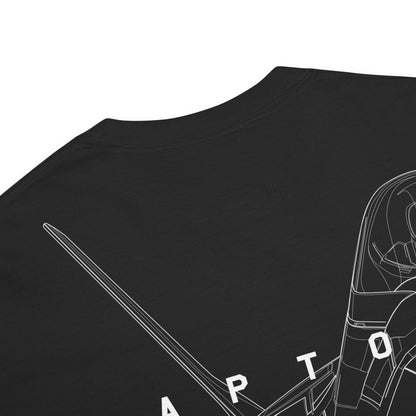 Lockheed Martin F-22 Raptor - Nose & Canopy Hand drawn Design- Standard Black T-shirt