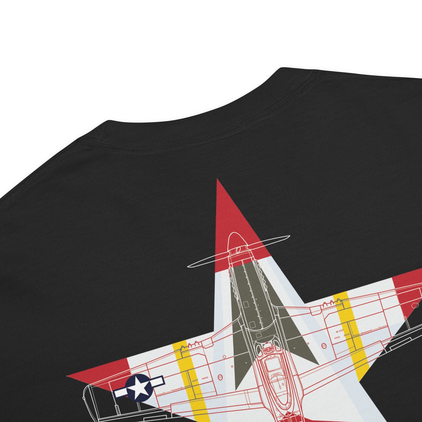 NORTH AMERICAN P-51D MUSTANG - 332ND EXPEDITIONARY OPERATIONS GROUP LIVERY EDITION (RED TAILS) — hand-drawn artwork printed on standard T-shirt; special livery.