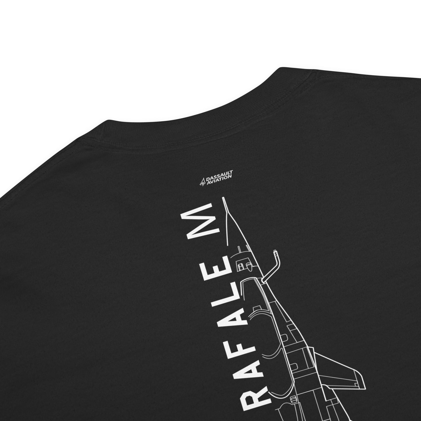 DASSAULT RAFALE M (MARINE NATIONALE) - CARRIER FIGHTER — hand-drawn artwork printed on standard T-shirt; RAF.
