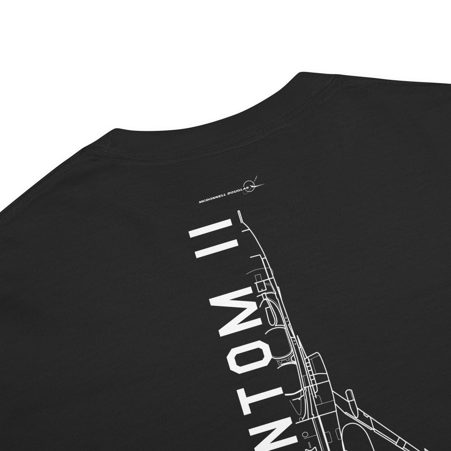 MCDONNELL DOUGLAS F‑4 PHANTOM II - CARRIER-BASED INTERCEPTOR — hand-drawn artwork printed on standard T-shirt.