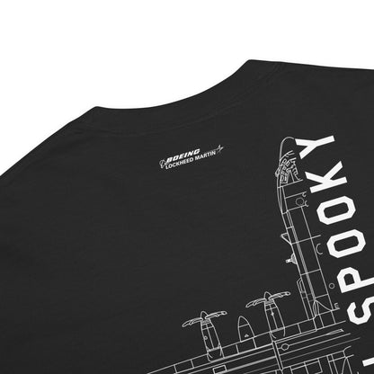 LOCKHEED MARTIN AC-130U SPOOKY GUNSHIP — hand-drawn artwork printed on standard T-shirt.