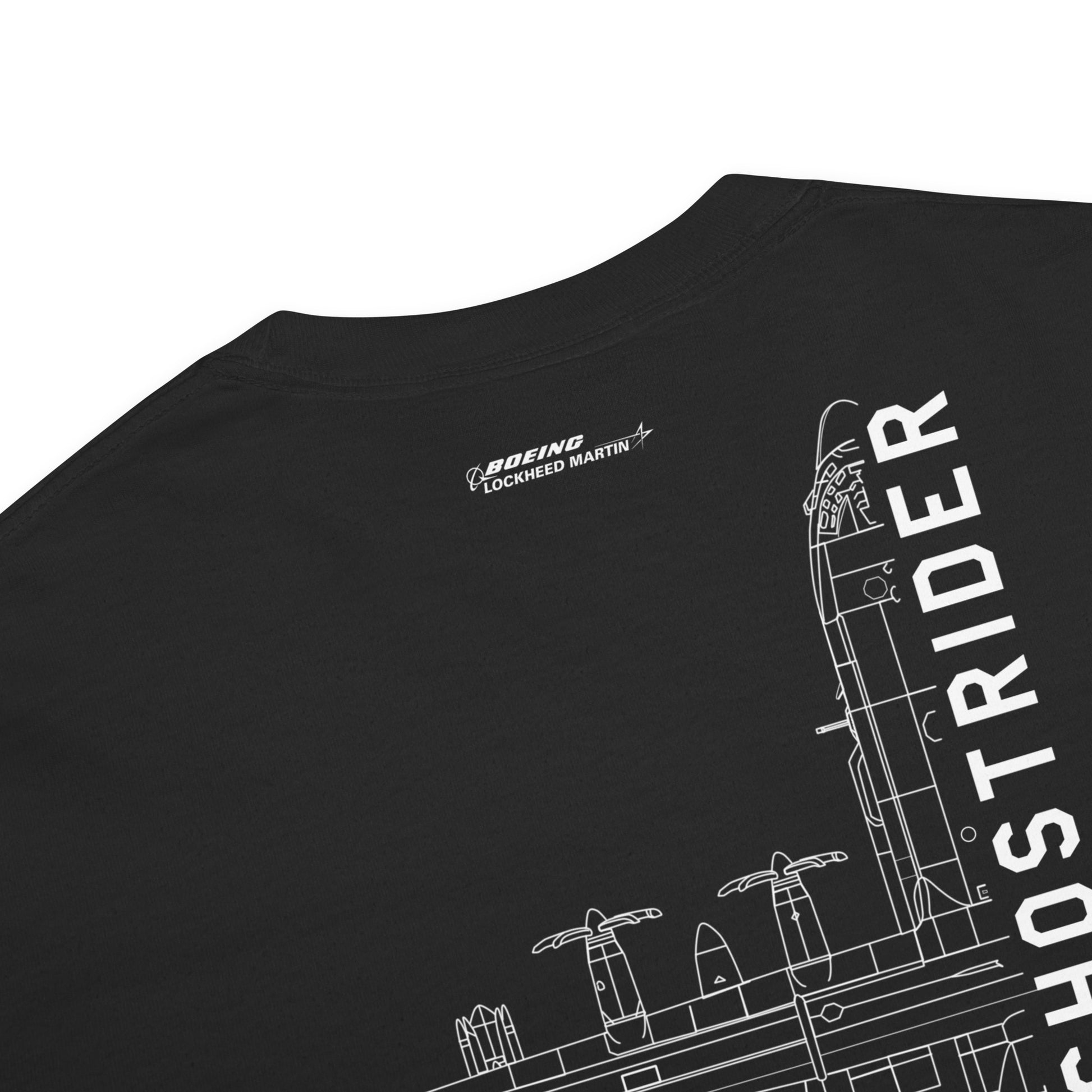 LOCKHEED MARTIN AC-130J GHOSTRIDER GUNSHIP — hand-drawn artwork printed on standard T-shirt.