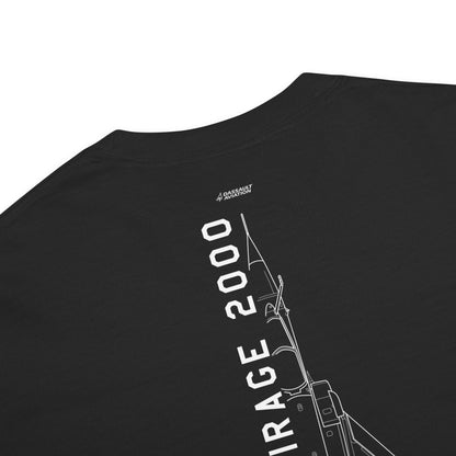 DASSAULT MIRAGE 2000 — hand-drawn FIGHTER schematic artwork printed on standard T-shirt.