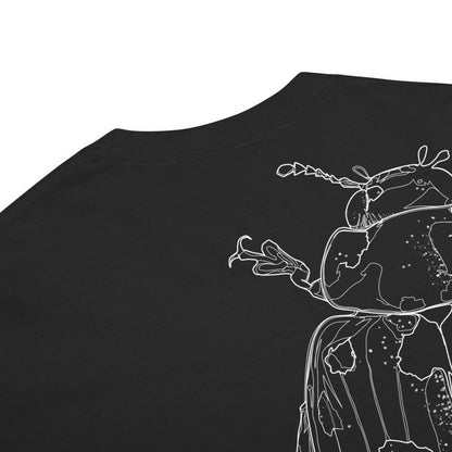 Hand-drawn schematic of the COCCINELLA SEPTEMPUNCTATA LADYBIRD printed on a standard T-shirt.