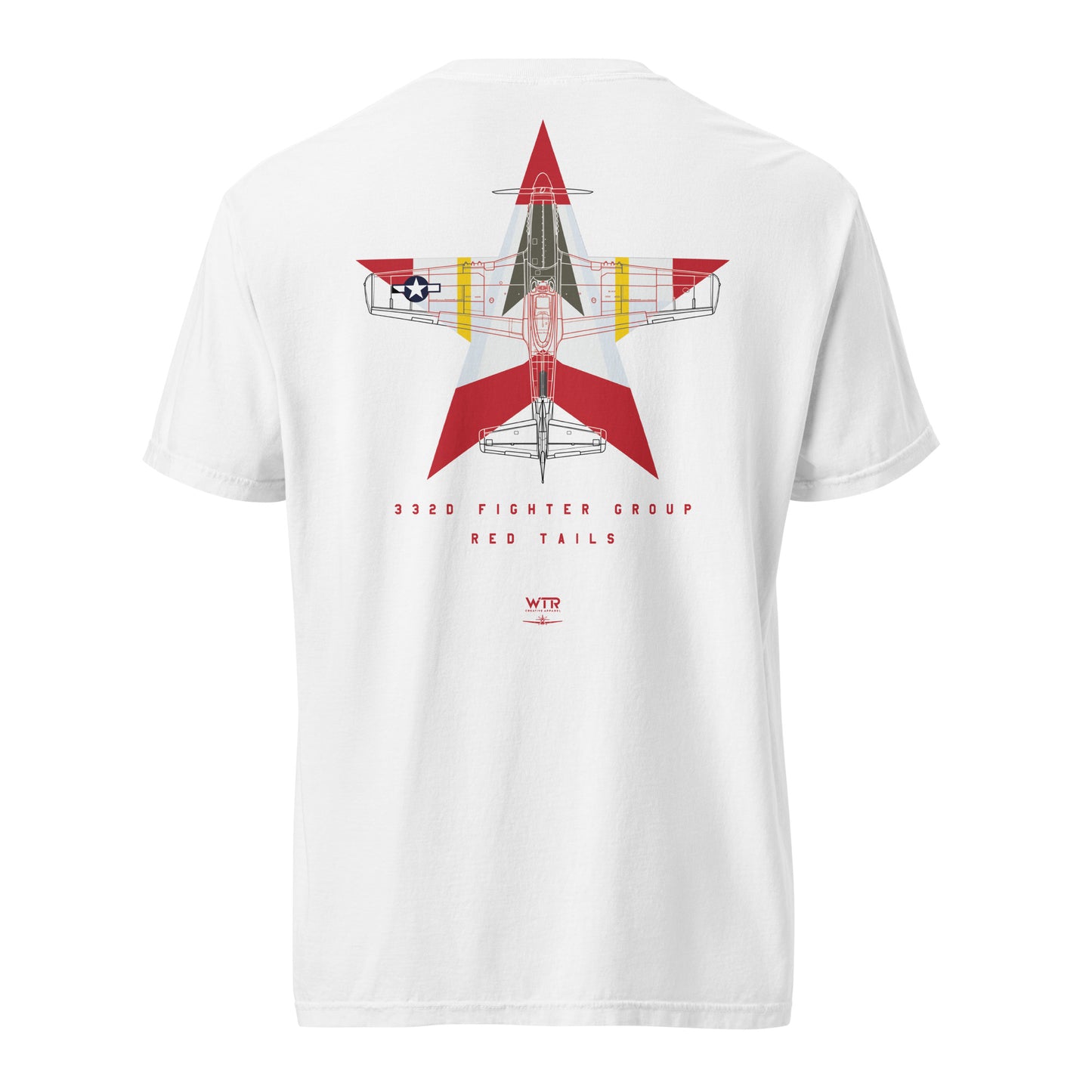 NORTH AMERICAN P-51D MUSTANG - 332ND EXPEDITIONARY OPERATIONS GROUP LIVERY EDITION (RED TAILS) — hand-drawn artwork printed on standard T-shirt; special livery.
