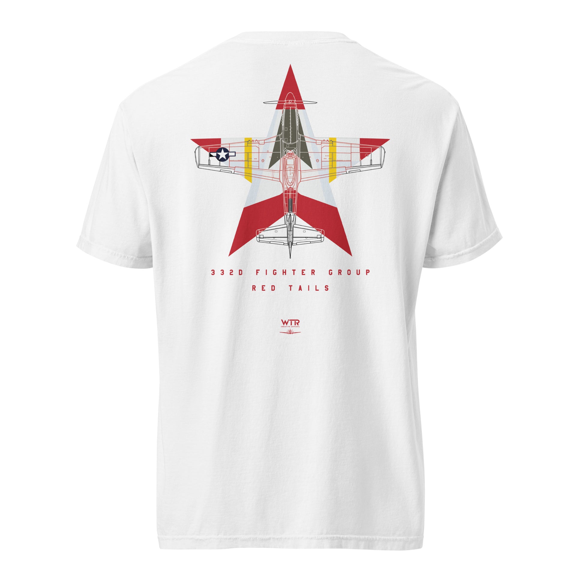 NORTH AMERICAN P-51D MUSTANG - 332ND EXPEDITIONARY OPERATIONS GROUP LIVERY EDITION (RED TAILS) — hand-drawn artwork printed on standard T-shirt; special livery.
