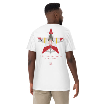 NORTH AMERICAN P-51D MUSTANG - 332ND EXPEDITIONARY OPERATIONS GROUP LIVERY EDITION (RED TAILS) — hand-drawn artwork printed on standard T-shirt; special livery.