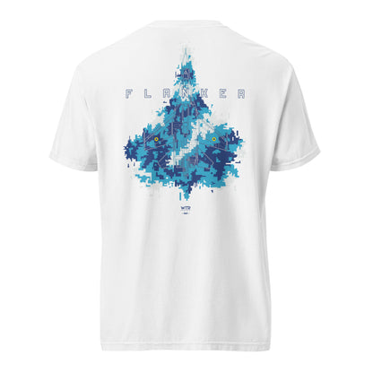 SUKHOI SU‑27 FLANKER - UKRAINIAN DIGITAL CAMOUFLAGE SPECIAL — hand-drawn artwork printed on standard T-shirt; camouflage study.