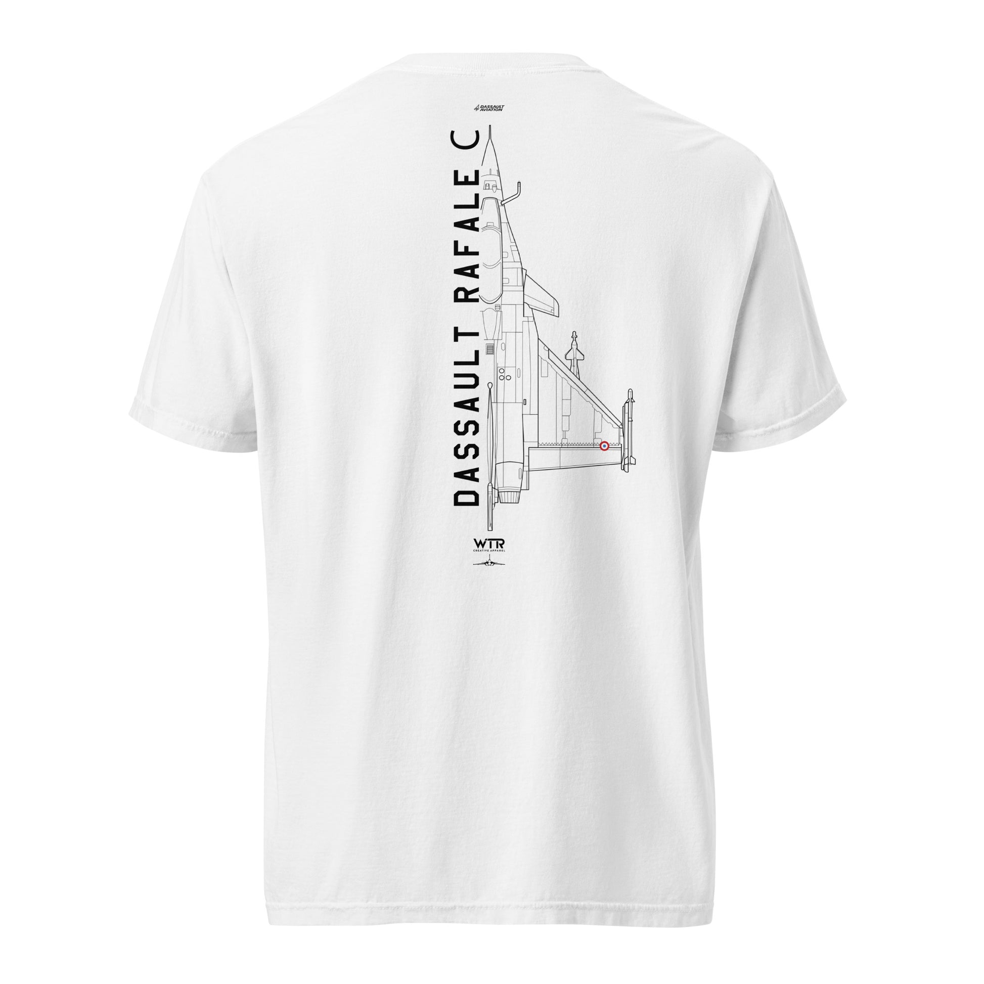 DASSAULT RAFALE C - AIR SUPREMACY — hand-drawn artwork printed on standard T-shirt; RAF.