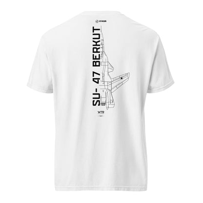 SUKHOI SU-47 BERKUT GOLDEN EAGLE — hand-drawn artwork printed on standard T-shirt.