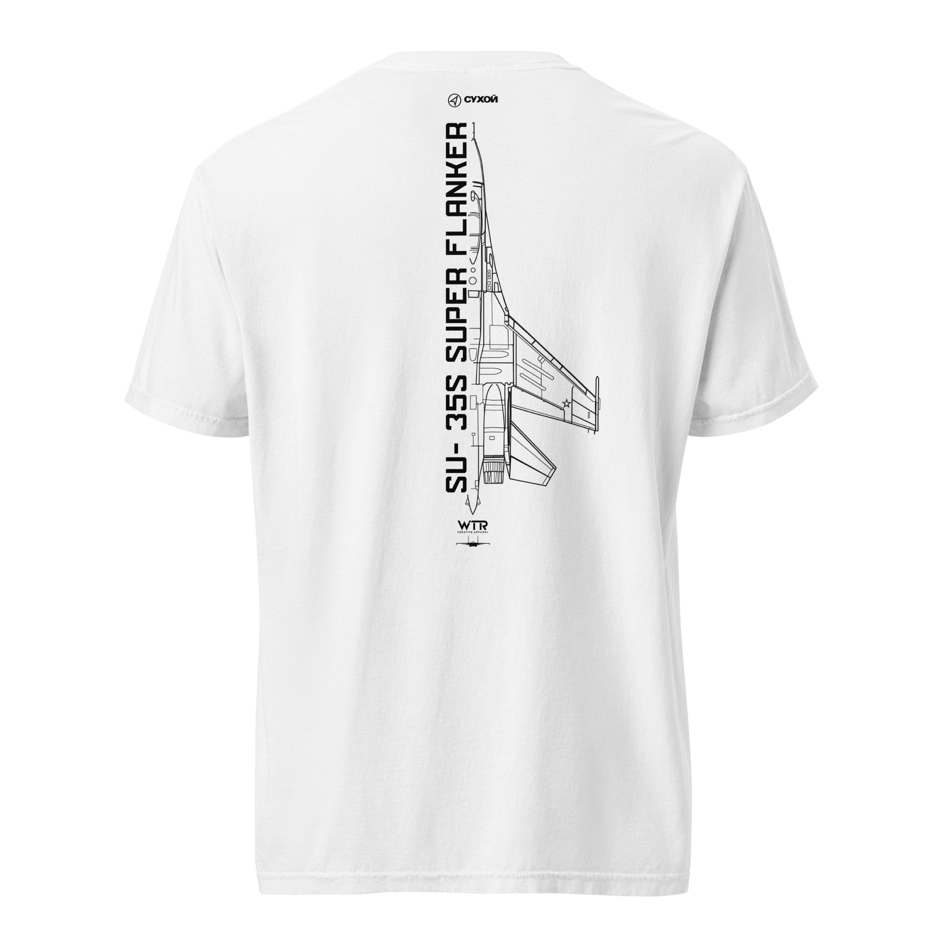 SUKHOI SU-35S SUPER FLANKER — hand-drawn artwork printed on standard T-shirt.