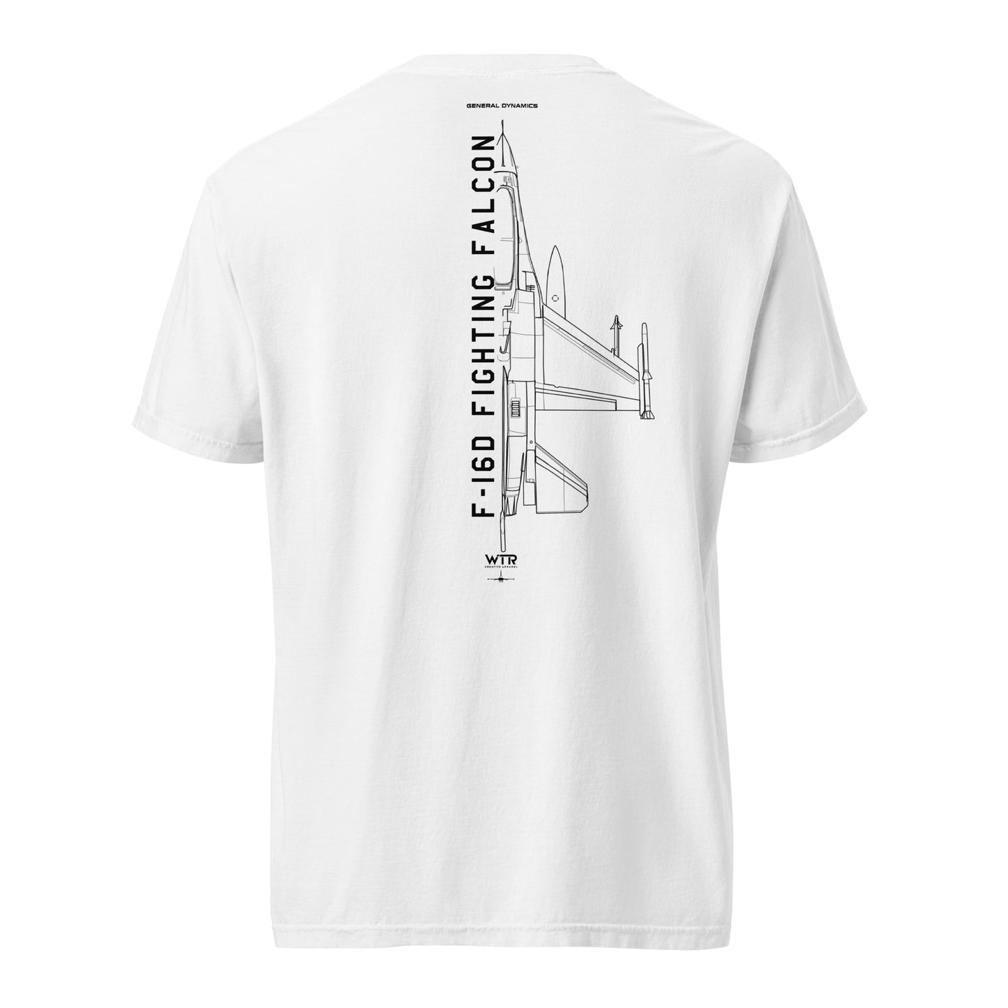 GENERAL DYNAMICS F-16D FIGHTING FALCON BLOCK 52 — hand-drawn artwork printed on standard T-shirt.
