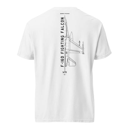 GENERAL DYNAMICS F-16D FIGHTING FALCON BLOCK 52 — hand-drawn artwork printed on standard T-shirt.