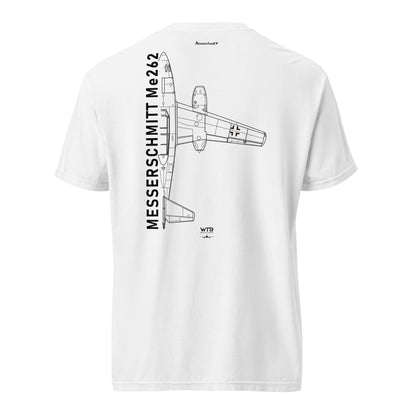 MESSERSCHMITT ME-262 JET FIGHTER — hand-drawn schematic artwork printed on standard T-shirt.