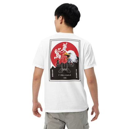 Hand-drawn schematic of the Mitsubishi F-15J Eagle 204th Tactical Fighter Squadron 2024 Churashima Air Fiesta on a standard t-shirt.