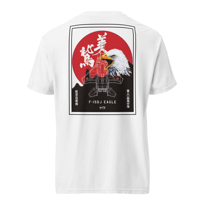 Hand-drawn schematic of the Mitsubishi F-15J Eagle 204th Tactical Fighter Squadron 2024 Churashima Air Fiesta on a standard t-shirt.