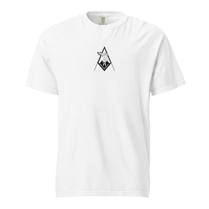 Hand-drawn schematic of the LOCKHEED MARTIN SKUNK WORKS F-117 NIGHTHAWK printed on a standard T-shirt.