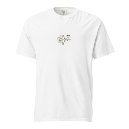 BOEING F/A-18F SUPER HORNET — hand-drawn schematic artwork printed on standard T-shirt.