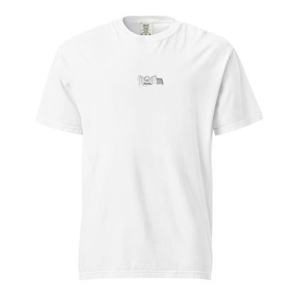 Hand-drawn technical schematic of the Colt M4A1 US Infantry battle rifle printed on a standard t-shirt.