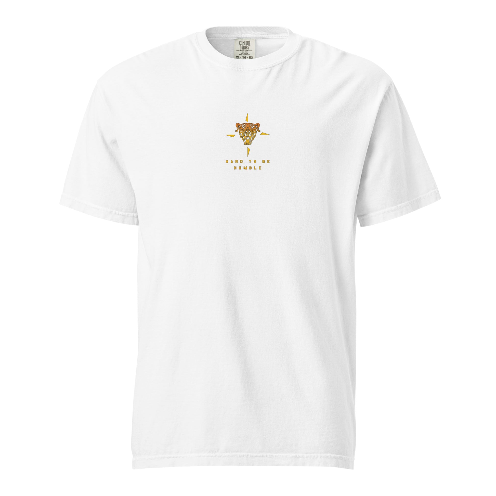 Hand-drawn schematic of the F-16 Belgian Air Force 31st Tiger Squadron 65th Anniversary livery on a standard t-shirt.