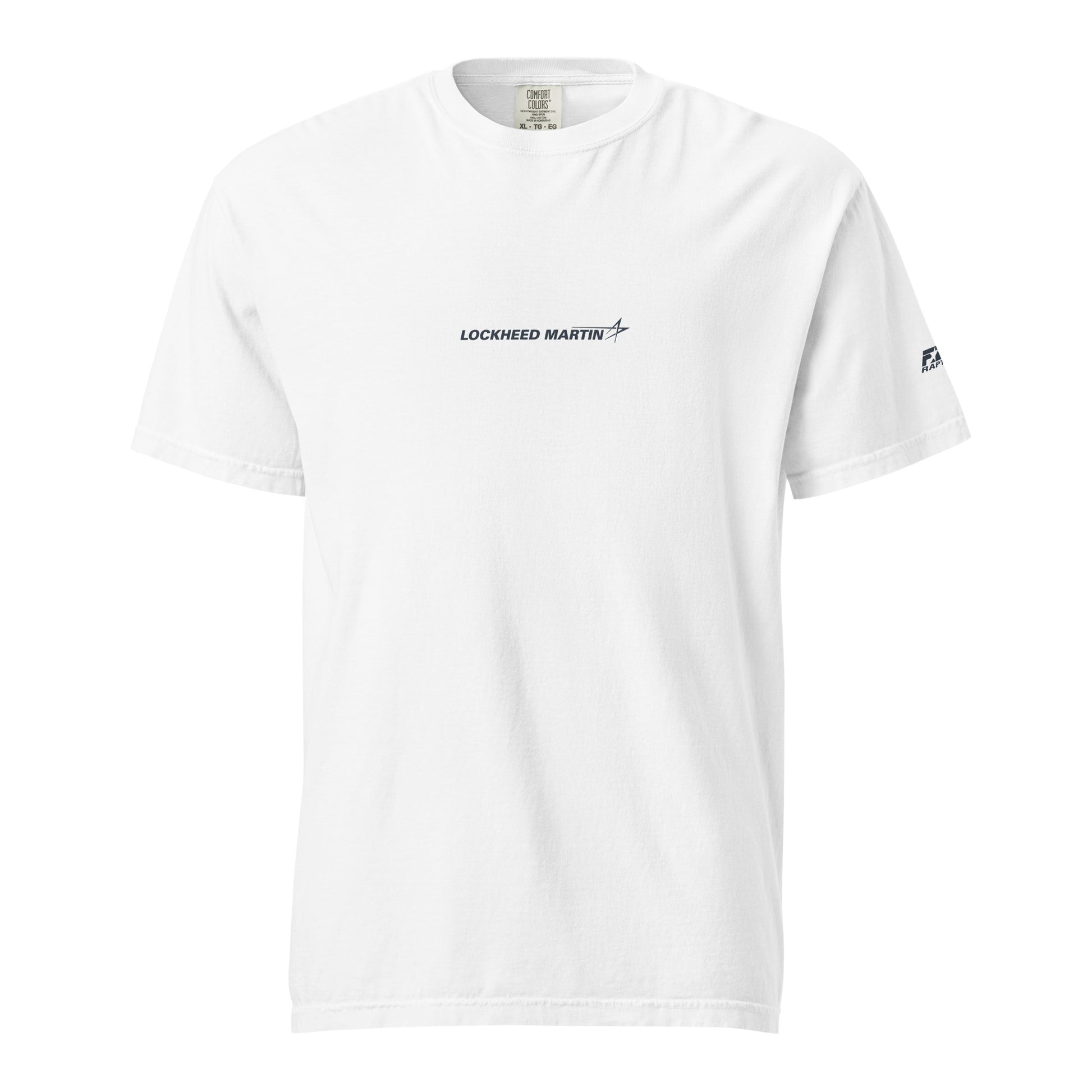 Hand-drawn full schematic of the Lockheed Martin F-22 Raptor printed on a standard t-shirt.