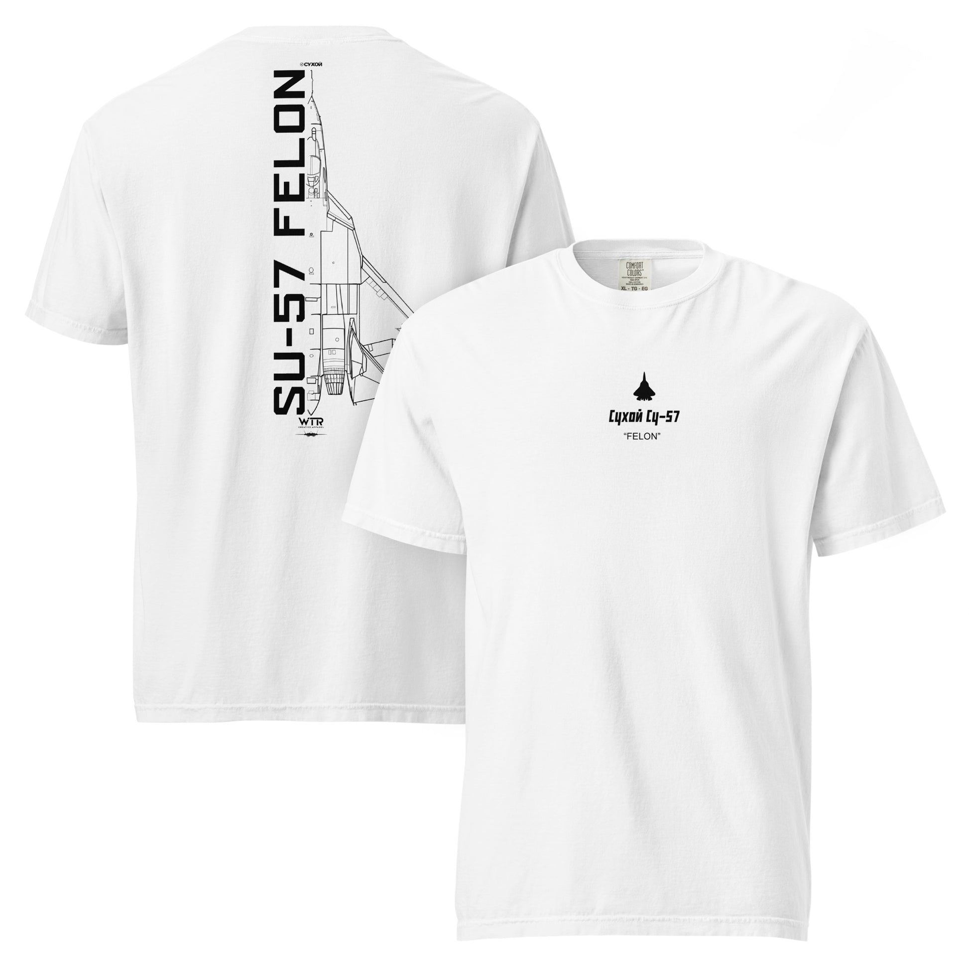 Sukhoi SU-57 T-50 Felon Russian Schematic Standard White T-Shirt