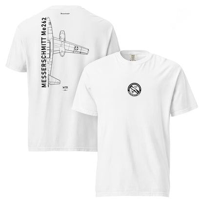 MESSERSCHMITT ME-262 JET FIGHTER — hand-drawn schematic artwork printed on standard T-shirt.