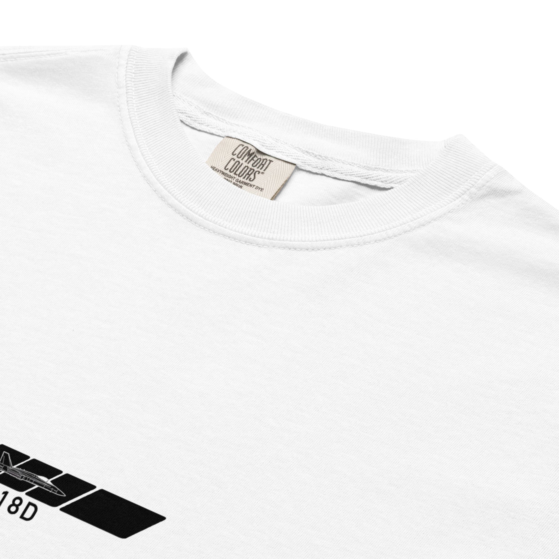 MCDONNELL DOUGLAS F/A-18D HORNET — hand-drawn schematic artwork printed on standard T-shirt.