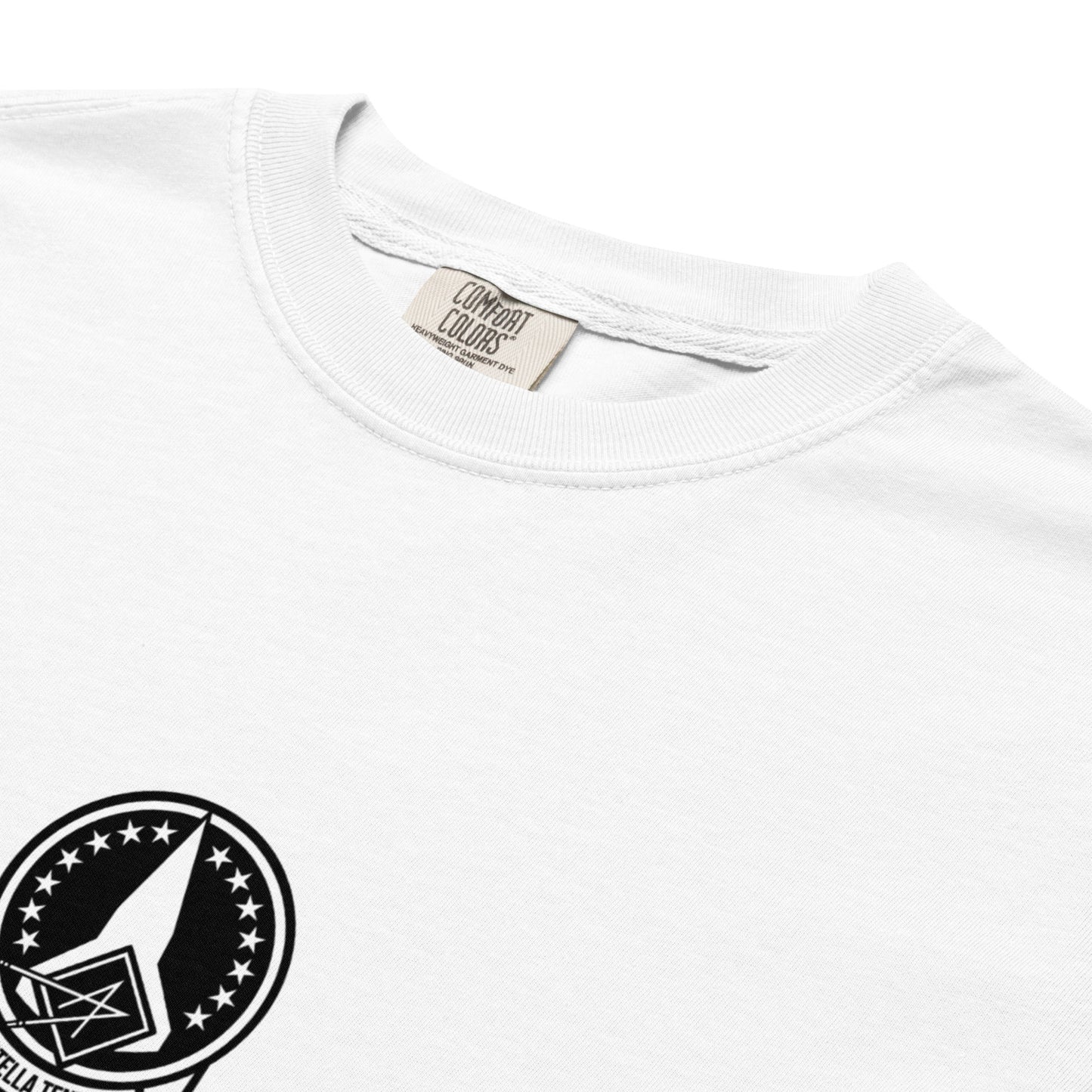 Hand-drawn schematic of the LOCKHEED MARTIN SKUNK WORKS SR-72 DARKSTAR printed on a standard T-shirt.