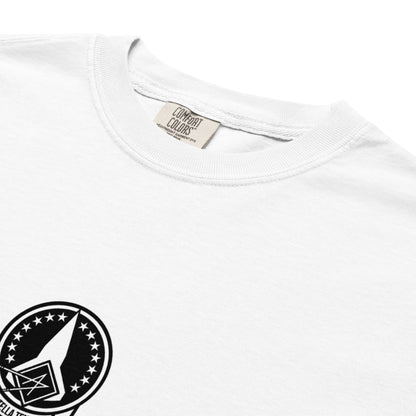 Hand-drawn schematic of the LOCKHEED MARTIN SKUNK WORKS SR-72 DARKSTAR printed on a standard T-shirt.