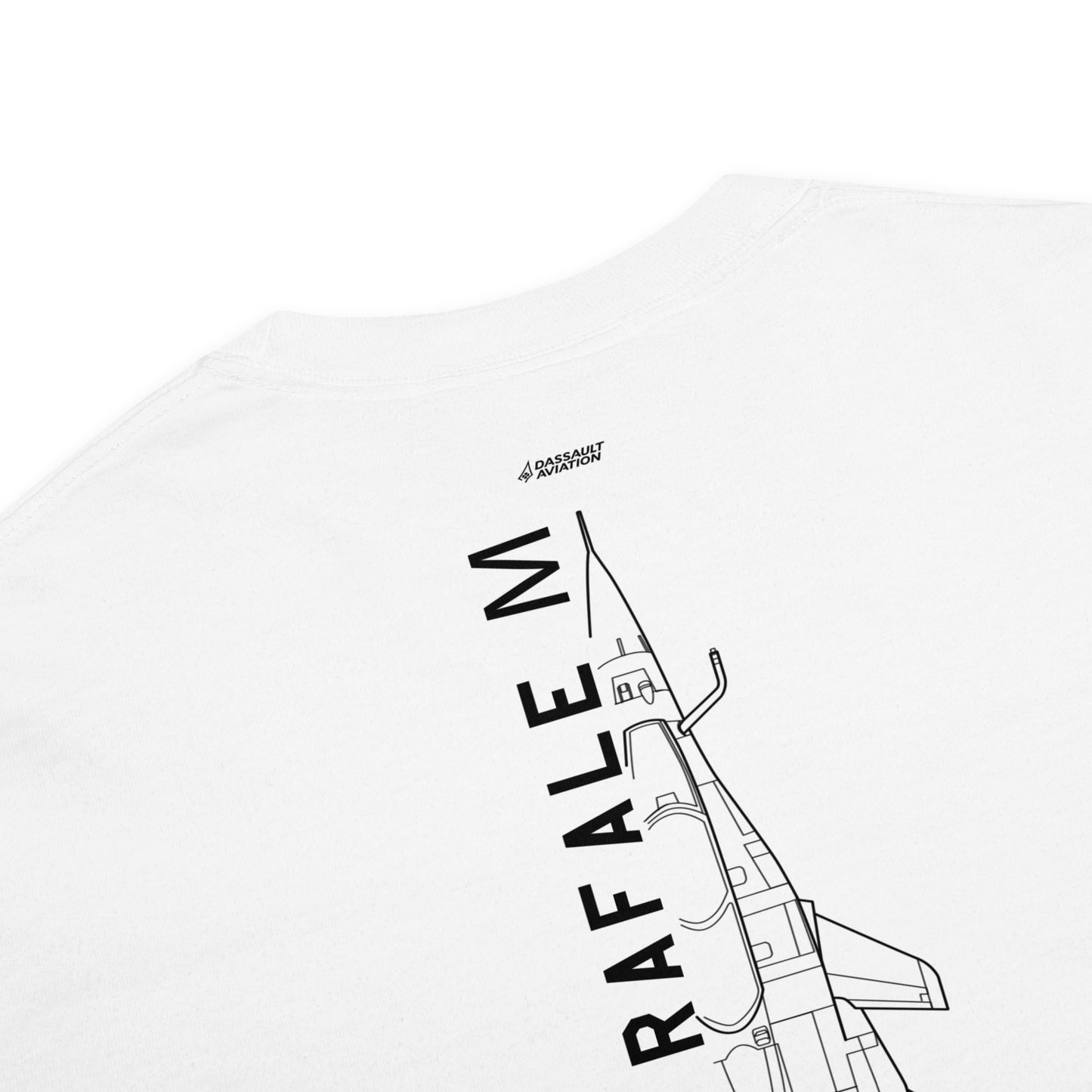 DASSAULT RAFALE M (MARINE NATIONALE) - CARRIER FIGHTER — hand-drawn artwork printed on standard T-shirt; RAF.