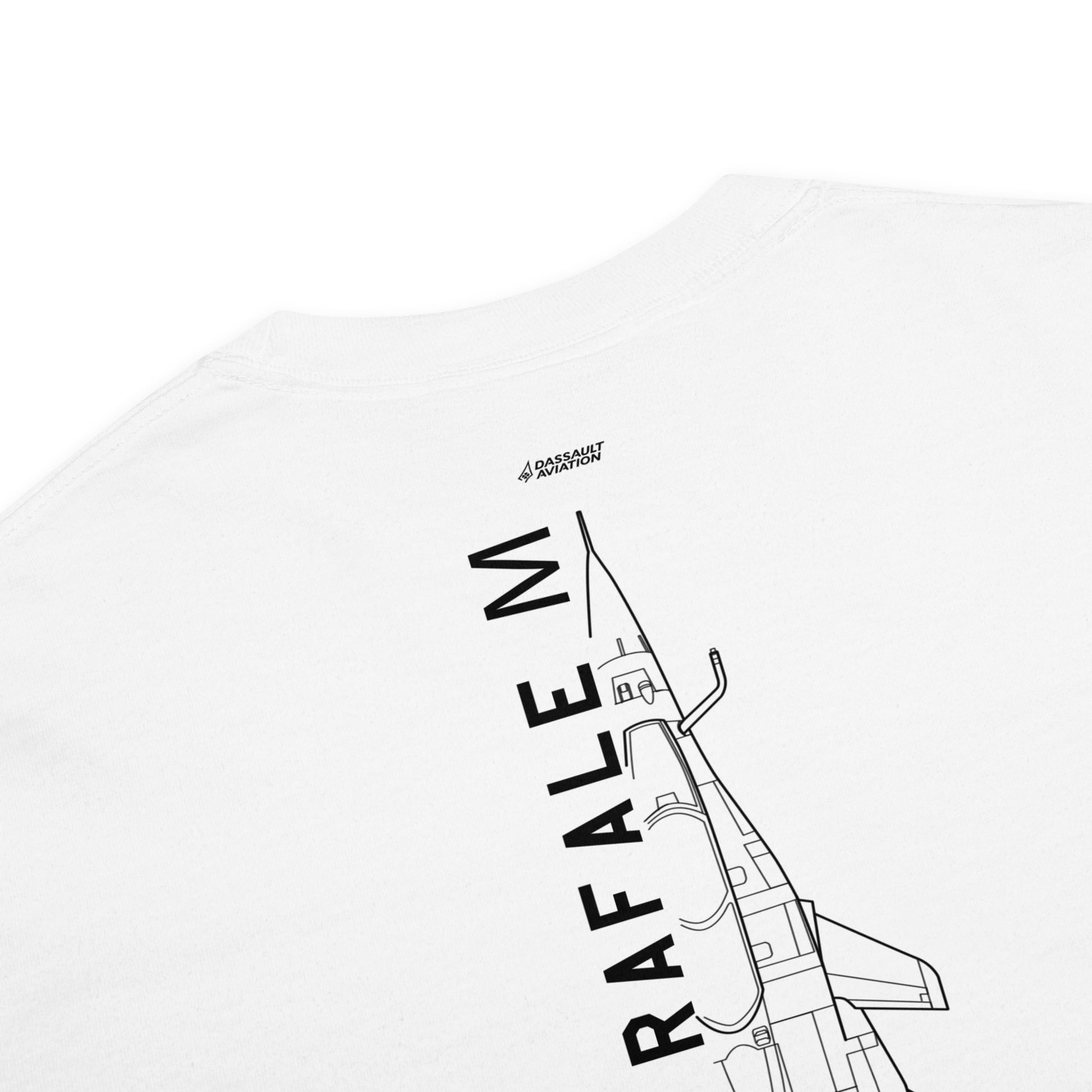 DASSAULT RAFALE M (MARINE NATIONALE) - CARRIER FIGHTER — hand-drawn artwork printed on standard T-shirt; RAF.