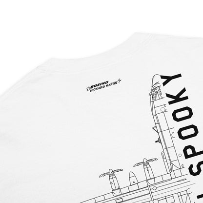 LOCKHEED MARTIN AC-130U SPOOKY GUNSHIP — hand-drawn artwork printed on standard T-shirt.