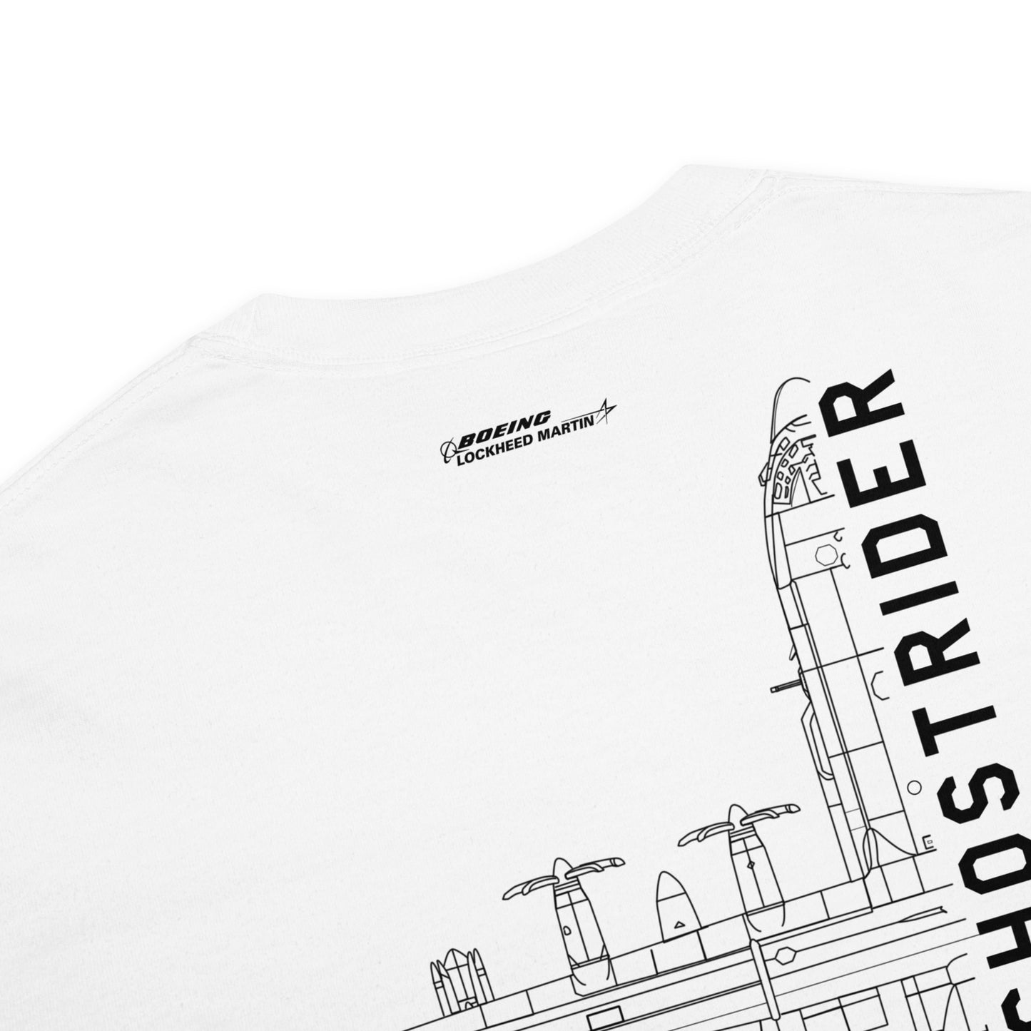 LOCKHEED MARTIN AC-130J GHOSTRIDER GUNSHIP — hand-drawn artwork printed on standard T-shirt.