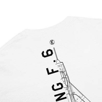 ENGLISH ELECTRIC LIGHTNING F.6 — hand-drawn interceptor artwork printed on standard T-shirt.