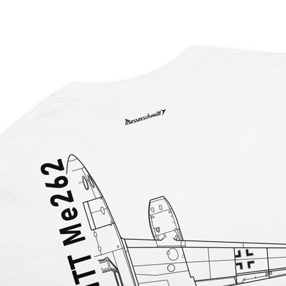 MESSERSCHMITT ME-262 JET FIGHTER — hand-drawn schematic artwork printed on standard T-shirt.